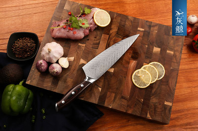 大马士革厨师刀具西式菜刀产品图场景拍摄